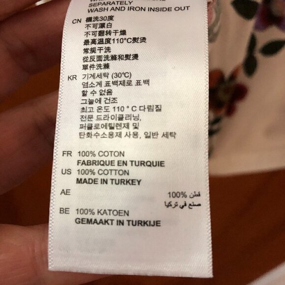 NWOT Sandro Floral Print Ivory 100% Cotton Short Sleeve Crew Tee Shirt Women's 6 - Picture 7 of 9